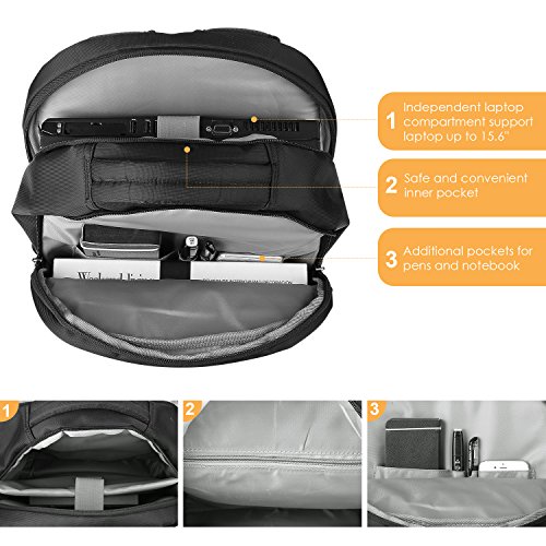 PRASACCO Notebookrucksack Laptoprucksack Backpack f  r 15 6 Zoll Business Rucksack wasserabweisender Schulrucksack zum Wandern Uni Reisen Camping Schw