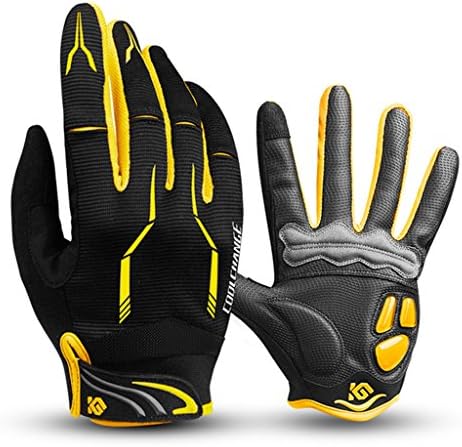 GOLook Gel Cycling Gloves Full Finger Touch Screen Sports MTB Bicycle Biking Gloves for Women Men black+yellow L