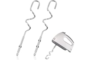 VEOIRXU 2 Stück Knethaken für Handmixer Edelstahl-Knethaken Brothaken Mixer Handmixer Aufsätze Ersatz-Knethaken Handmixer für Effektives Rühren und Backen
