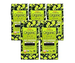 Radico 100% Organic Soft Black USDA Certified Hair Color (No Ammonia,No Peroxide,No PPD)-Pack of 5