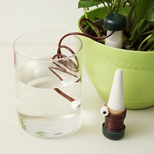 KING DO WAY Automatisch-Bewässerung Wasserspender Tropfer für Topfpflanzen Zimmerpflanzen,aus Keramik & PP Kunstoff | 10 Stück - 2