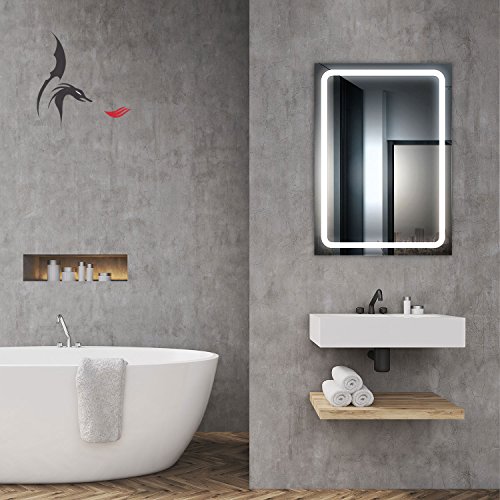Badezimmerspiegel mit LED, Bochum 50x70cm, waagerecht und senkrecht zu montieren, Badspiegel mit Licht, Energieklasse A+ - 2
