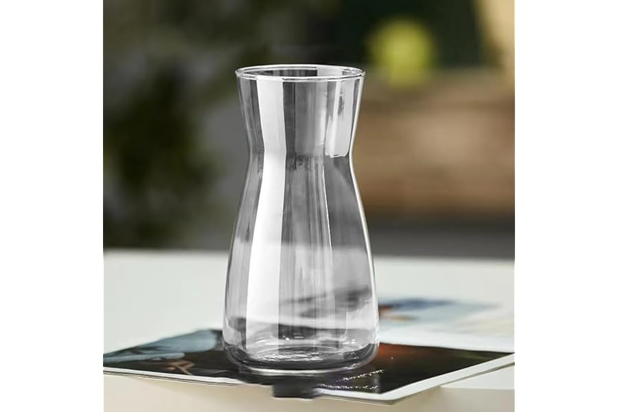 Hroevc 8 inch Clear Glass Vase for Centerpieces, Flower Vases for Bouquet for Wedding & Home Decor(Clear)