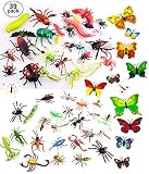 Figuras de insectos al azar: estos juguetes de insectos realistas pueden contener arañas, libélulas, mantis, abejorros, mariquitas, murciélagos, ranas, moscas, hormigas, abejas, etc., ideales para su colección.
