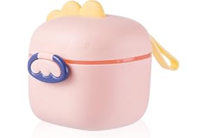 jiuzcare Dispenser di Polvere 240g Portatile Scatola per Il Latte in Polvere per Bambini Formula Contenitore per Latte Coperchio Ermetico per Alimenti con Raschietto e Cucchiaio, Dinosauri Rosa S