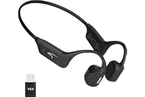 Mairdi Knochenschall Kopfhörer, Open-Ear Sportkopfhörer mit Mikrofon, 5.3 Bluetooth Bone Conduction Headset, mit USB Adapter für PC, Wasserdicht und Schweißresistent zum Radfahren, Joggen