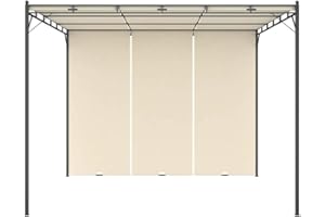 Festnight Gazebo Pergola da Giardino 3x3m/3x4m Telo Scorrevole Poliestere Impermeabile Struttura in Acciaio con Tetto a Scomparsa Antracite/Crema