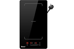 GIONIEN Induction Hob 30cm, 2 Zones Built-in Double Induction Hob with Flex Zones, Domino Hob Electric with Plug, Heating with Low Power, Child Lock, Timer, 13A, 2800W