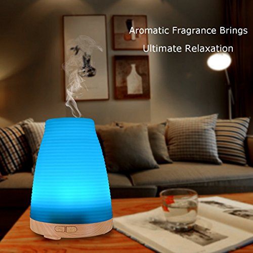 Aroma Diffuser Öl Duftzerstäuber Luftbefeuchter, ELEGIANT 100ML Mini Multifunktion Ultraschall Humidifier Aromatherapie Duft Diffuser Öl Diffusor Ultrasonic Aromatherapy Spray Dust +Stimmungslicht Nachtlicht mit 7 LED Farbwechsel verschiedenfarbigem Licht Night Light Mute Colorful Lamp Light Atomization Nano-Atomization Technology sicher und leise Höhe 14cm für Schlafzimmer Kinderzimmer Wohnzimmer Schreibtisch Büro Konferenzraum Babies kinder Beauty-Salon Spa Yoga usw
