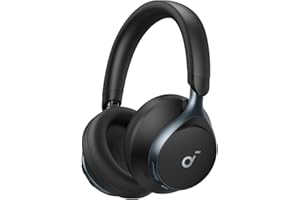 ‎SOUNDCORE Soundcore by Anker Space One: adaptacyjne słuchawki z ANC, 2x silniejsza redukcja głosu, 40h odtwarzania z ANC, obsługa aplikacji, bezprzewodowy dźwięk LDAC, wygodne dopasowanie, (Czarny)