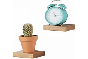 Gieanoo Zestaw 2 szt. dąb lite drewno regał ścienny mały drewniany regał wiszący regał na rośliny, mała, naturalna dekoracja ścienna, regał drewniany, regał wiszący