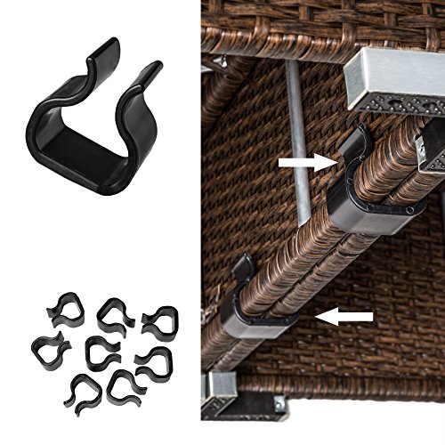 TecTake Hochwertige Aluminium Polyrattan Lounge Sitzgruppe mit Glastisch inkl. Kissen und Klemmen antik braun - 8