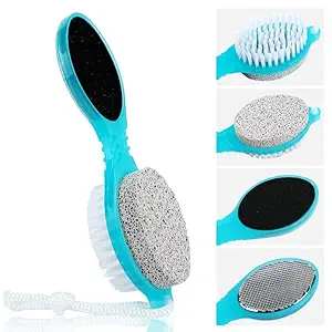 STETIX 4 In 1 Foot Pedicure Brush, Pumice Stone, Scrubber & File | for beauty women girl men boys skin glow | remove dry, crack hard skin, calluses and warts | restore skin smoothness | pedicure brush foot cleaner foot scrubber callus remover | For Soft Care Multi Use Cleanse and Buff | for Feet, Toes, Nails Cleaning Bathing Manicure Paddle Brush|