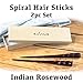 Evolatree - Pair Of Hand Carved Wide Cut Spiral Sono Wood High Gloss Hair Chopsticks - 7.5"