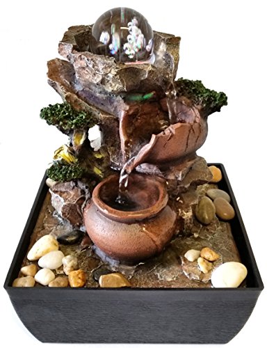 Zimmerbrunnen Feng Shui in Polyresin mit LEDs Jarras/Glaskugel - 2