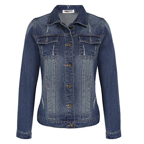 Zeagoo Women Fashion Casual Vintage Style Slim Outerwear Jeans Jacket Coat