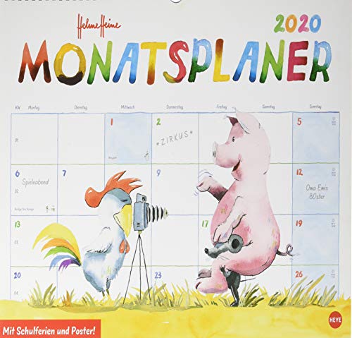 Helme Heine Monatsplaner. Wandkalender 2020. Monatskalendarium. Spiralbindung. Format 44 x 34 cm