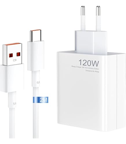 Chargeur Ultra-rapide Xiaomi 120W Avec Câble USB-C 6A 1,5m - Compatible Note 13/12/11 Pro, Redmi, Poco Et Autres