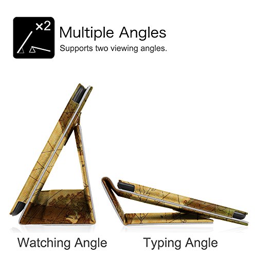 MEDION LIFETAB S10321 / Odys Notos Plus 3G Hülle Case – Fintie Slim Fit Folio Kunstleder Schutzhülle Cover Tasche mit Ständerfunktion und Stylus-Halterung für MEDION LIFETAB S10321 (MD 98687) / Odys Notos plus 3G 25,7 cm (10,1 Zoll) Tablet-PC, Landkarte Braun - 6