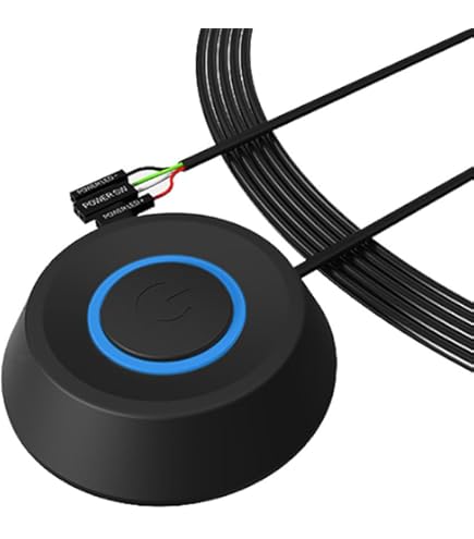 iHaospace Desktop Computer Power Switch metalen knop, PC Start Button AAN/UIT-schakelaar met LED SW kabel (12 cm