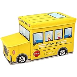 KIOPS Boîte Rangemen Jouets Enfant, Deux Compartiment pour Jouets Livres Vêtements, Solide Banquette de Rangement, Prix Usine Direct, Maximale: 50kg (Bus Scolaire)