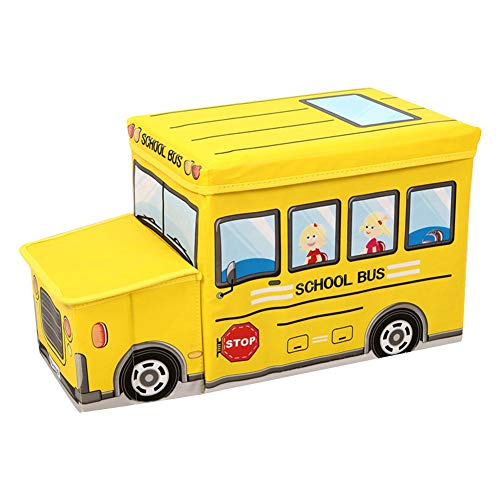 KIOPS Boîte Rangemen Jouets Enfant, Deux Compartiment pour Jouets Livres Vêtements, Solide Banquette de Rangement, Prix Usine Direct, Maximale: 50kg (Bus Scolaire)
