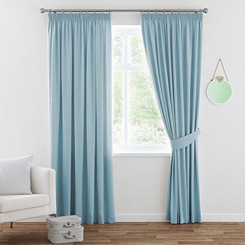 H.Versailtex Gardine blickdichte, Ballad Blau VerdunkelungsGardine mit Kräuselband, Energiespar & Wärmeisolierend, 2 Stück 182 CM x 166 CM (H x B), 2er-Set