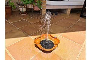 IPENNY 1,4 W Fontaine Solaire Extérieure petmate Fontaine 4 Styles d'Eviers avec 4 Buses Fontaine à Eau Solaire Evier Flottant Autoportant Jardin Terrasse Etang Piscine Extérieur Hauteur de 30-50 CM