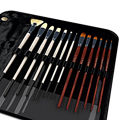 14-teiliges Künstler Pinselset für Acrylfarben, Aquarellfarben und Ölfarben geeignet * handgefertigt * 7 Naturhaarpinsel & 6 Kunsthaarpinsel * kostenloses Etui * nicht haarend * 1 Jahr Garantie - 2