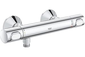 GROHE QUICKFIX, Precision Flow Miscelatore termostatico per doccia, con tecnologia Water Saving e GROHE Ecobutton, blocco di sicurezza a 38°,Cromo, 34840000