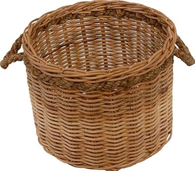 Großer Pflanzkorb/Holzkorb rund aus hellem Natur Rattan Ø60cm mit