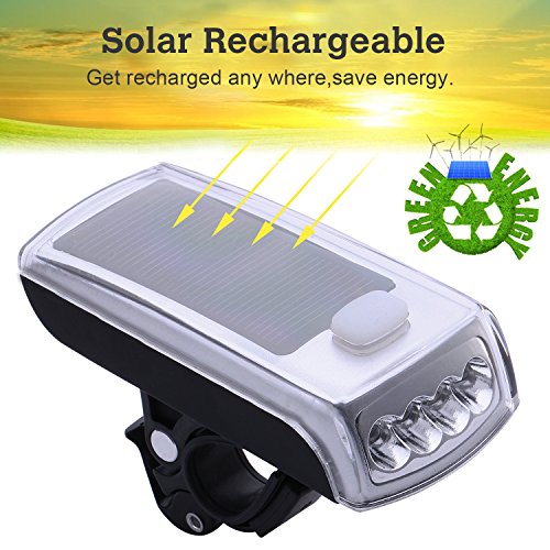 Solar LED Fahrradlampen Set, AVAWAY Solar Fahrradbeleuchtung USB Wiederaufladbare Fahrradlicht Scheinwerfer Set inkl. Frontlichter und Rücklicht, Halterung - 3
