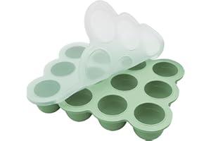 GEBRAZY Silikonowy pojemnik do przechowywania żywności dla niemowląt, 12 przegródek, z silikonową pokrywką, idealny do domowych posiłków dla niemowląt, warzyw, kostek lodu, przecieru owocowego i mleka matki