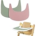 LLHQAMT High Chair Placemat, 2 Pieces Durable High Chair Placemat Silicone, for Tripp Trapp High Chair Accessories, Suitable for Stokke Tripp Trapp High Chair Tray (Pink/Green)