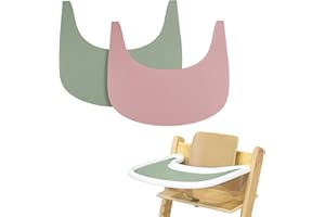 LLHQAMT Tovaglietta per seggiolone, 2 pezzi, resistente in silicone, per accessori per seggioloni Tripp Trapp, adatta per vassoio seggiolone per Tripp Trapp (rosa/verde)