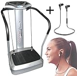 Vibrationsplatte: ergonomisches Design für maximalen Komfort in allen Positionen (Stehend, Sitzend, Liegend) // leistungsstarker Motor, der sehr leise arbeitet - Musik hören oder fernsehen ist beim Training kein Problem // Fettverbrennung + moderate Muskelstärkung, Fettverbrennung, intensiver Muskelaufbau, Anti-Cellulite // Fitness-Bänder für die Armübungen, leiten die Vibration bis in die Schultern, um diese problemlos zu trainieren.