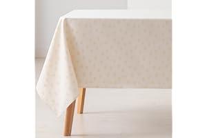 GAMUSI Mantel Antimanchas Mesa Cuadrada Puntos pequeños Liso Jacquard Impermeable 140x140 cm, Tacto Tela, Color Oro