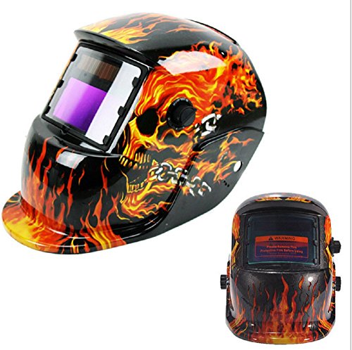 SAILUN Solar Automatik Schweißschild Maske Schweißhelm Schweißschirm Gesichtsmaske Farbe Flames Schädel (Modell 1)