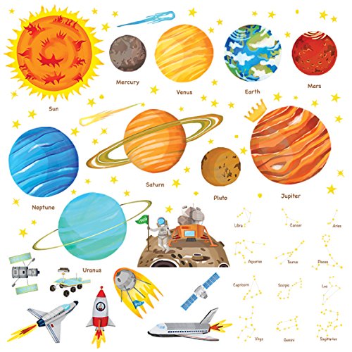 Decowall DW-1501S Das Sonnensystem Wandsticker Wandaufkleber Wandtattoo Kinderzimmer (Mittlere) - 5