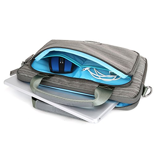 Laptophülle 10,1″, Evecase Universal Neoprene Gepolsterte Notebook Briefcase Laptop Schutzhülle mit Anzug-Gewebe / Ablösbaren Träger / Handgriff / Frontfach / Zubehörfächer 10.1 Zoll – Grau M - 6