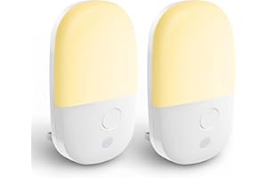 Vexloria Lot de 2 Veilleuses Enfants, 3 Niveaux Luminosités Veilleuse prise electrique de Nuit à Capteur Crépusculaire, Play pour Chambre Bébé,Couloir, Escalier, Blanc Chaud