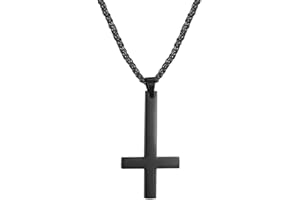 PROSTEEL Personalizzabile Collana Pendente Cindolo di Croce Inversa in Acciaio Inossidabile/Placcato Oro 18K, Catena Regolabile, Hip Hop Punk Rock, Argento Oro Nero Blu Rosa (Confezione Regalo)