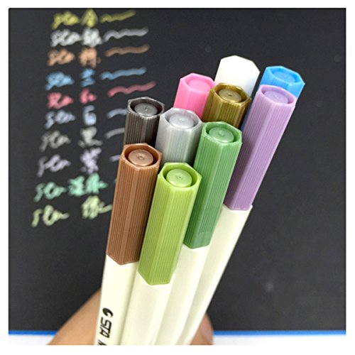 Audel Metallic Marker Pens, Satz von 10 Farben für Kartenherstellung DIY Fotoalbum Gebrauch auf irgendeiner Oberfläche-Papier Glas Kunststoff Keramik - 3