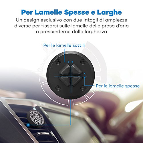 Porta Cellulare Auto VAVA Supporto Auto Smartphone per le Prese dâ€™Aria Verticali o Orizzontali dellâ€™Auto, Supporto Magnetico Auto Universale per la Macchina con Design a Doppio Intaglio (Placche Metalliche Incluse) per iPhone 7 / 6 / 6s / 5s / 5 , Galaxy Note 8 / S8, HUAWEI, Xiaomi, One Plus ecc