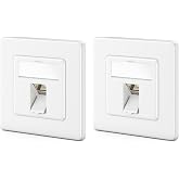 deleyCON 2x CAT8 Network Socket Recessed with RJ45 Keystone - 40 Gbps, STP Shielded, Data Box for Patch Cables, Network Cable