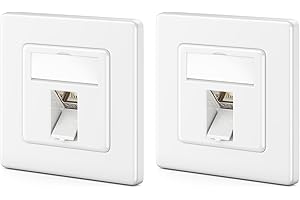 deleyCON 2x Prise Réseau CAT8 Encastrable avec RJ45 Keystone - 40 Gbit/s - STP Blindée - Prise de Données pour Câbles de Raccordement, Réseau, Ethernet à Poser - Gigabit LAN - Blanc