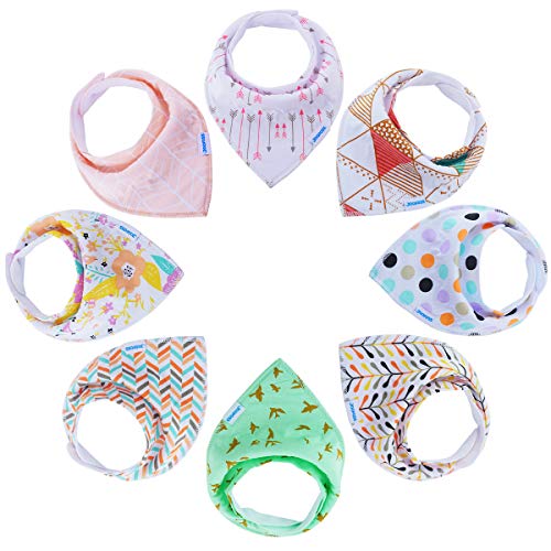 Preisvergleich Produktbild Baby Dreieckstücher 8er Saugfähig Weich Spucktuch Baumwolle Halstücher Set mit Druckknöpfen für Baby Mädchen Kleinkinder von YOOFOSS