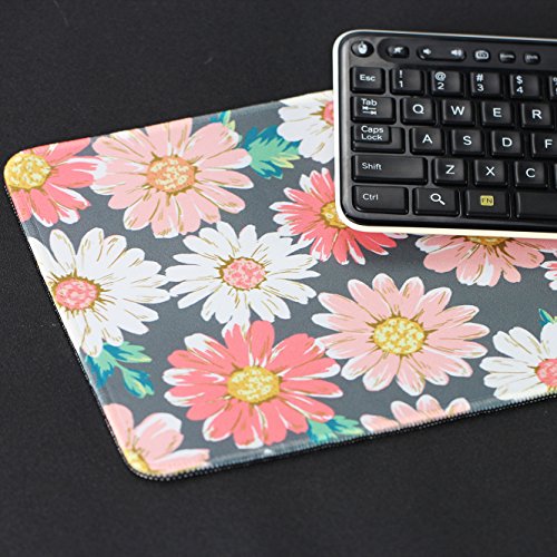 Gaming Mauspad(260 x 210 x 4 mm) ,Lizimandu Silent Designer Mousemat /Standard Size Anti-Rutsch-Gummi-Basis Mauspad(Gänseblümchen/Daisy) - 6