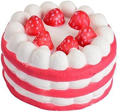 LETTER Jumbo Squishy Strawberry Cake and Mini Squishy Donuts Slow Rising Soft Squishies Charms Toy (Red)