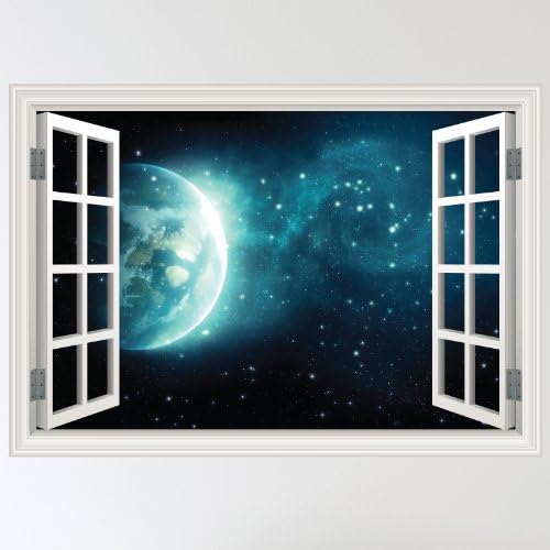 Full Colour Space Stunning Mystical Galaxy Window Scene Wall Sticker Decal Wall Art Mural (W70xH49cm)